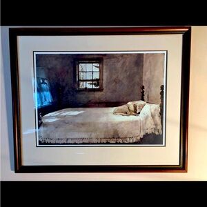 Andrew Wyatt large photo w/frame - dog on bed